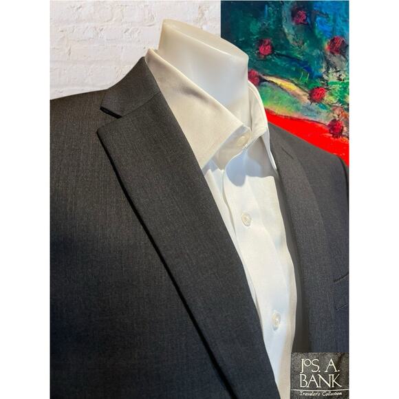 Jos A Bank Travelers Slim 40R 32x27+ Men Gray 2 Piece Suit Jacket Pants Note - Picture 3 of 15